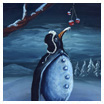 The Penguin and the Rowanberries (acrylic on canvasboard)